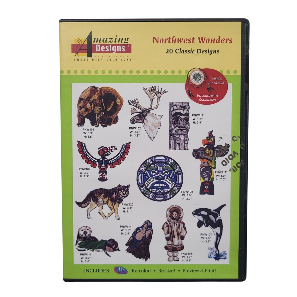 Amazing Designs Northwest Wonders 20 Embroidery CD Native‎ Totem